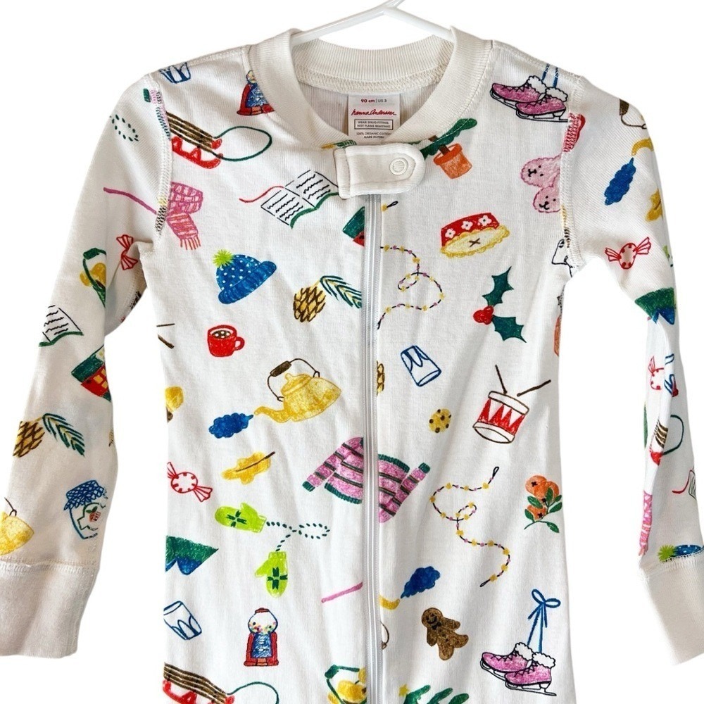 Hanna Andersson Christmas pajamas one piece Sz 3 - Picture 3 of 8